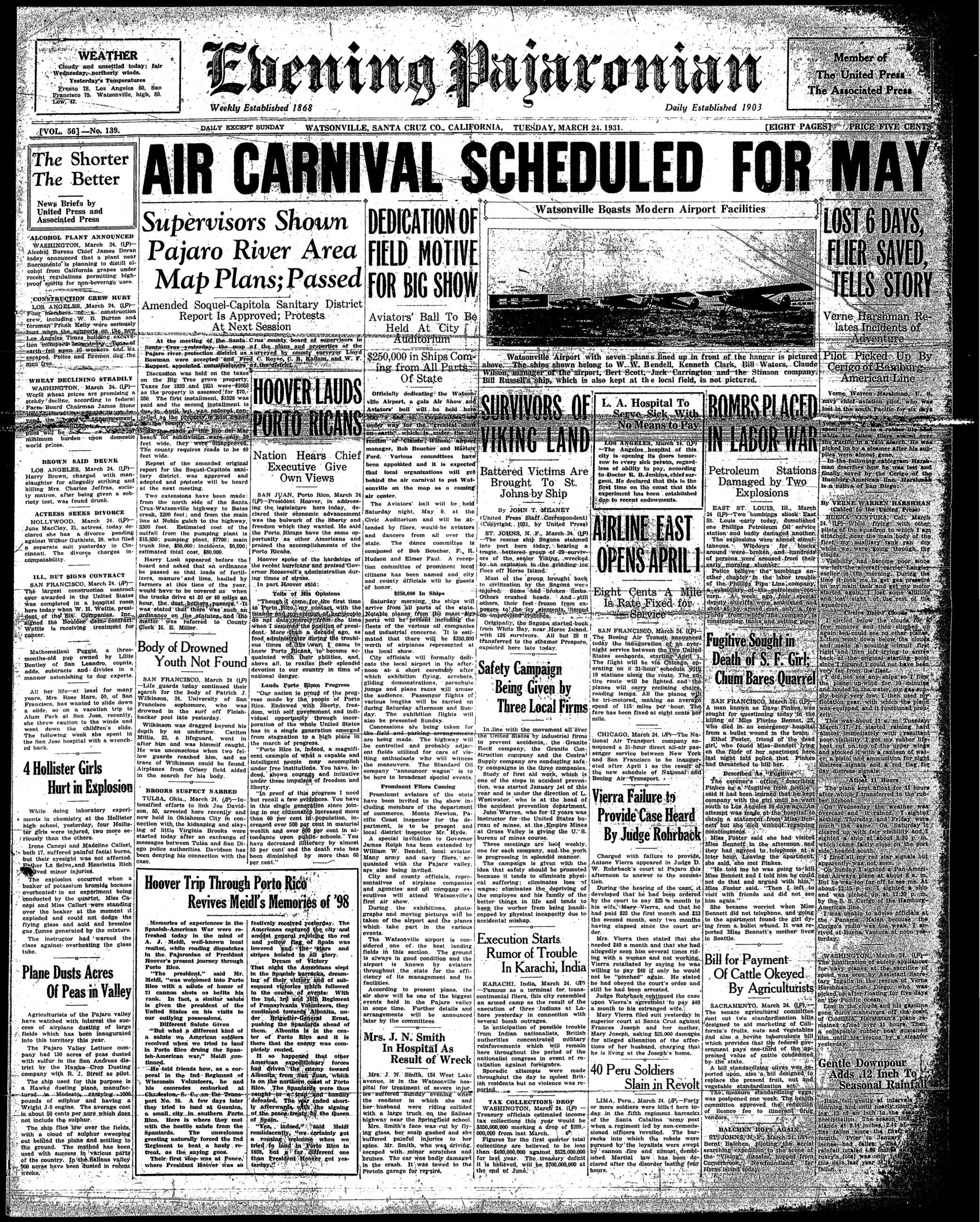 1931-03-24 Month MARCH Issue Date MARCH 24 1931 page 1-1