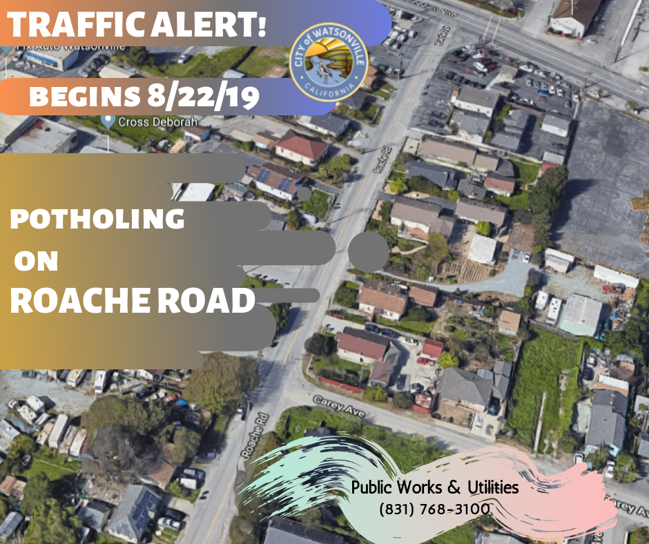 photo of a construction cone with information on project