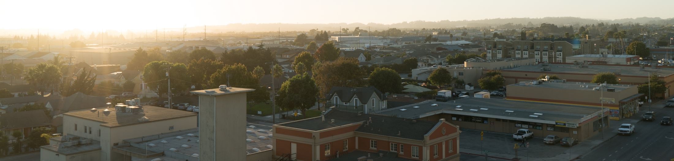 Aerial View of Watsonville at Sunset