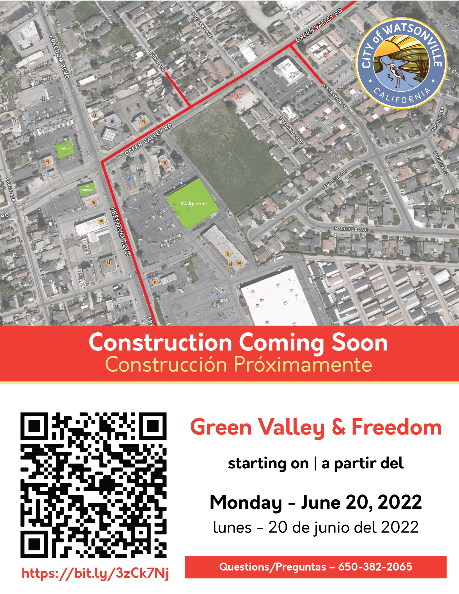 Freedom blvd & green valley construction 