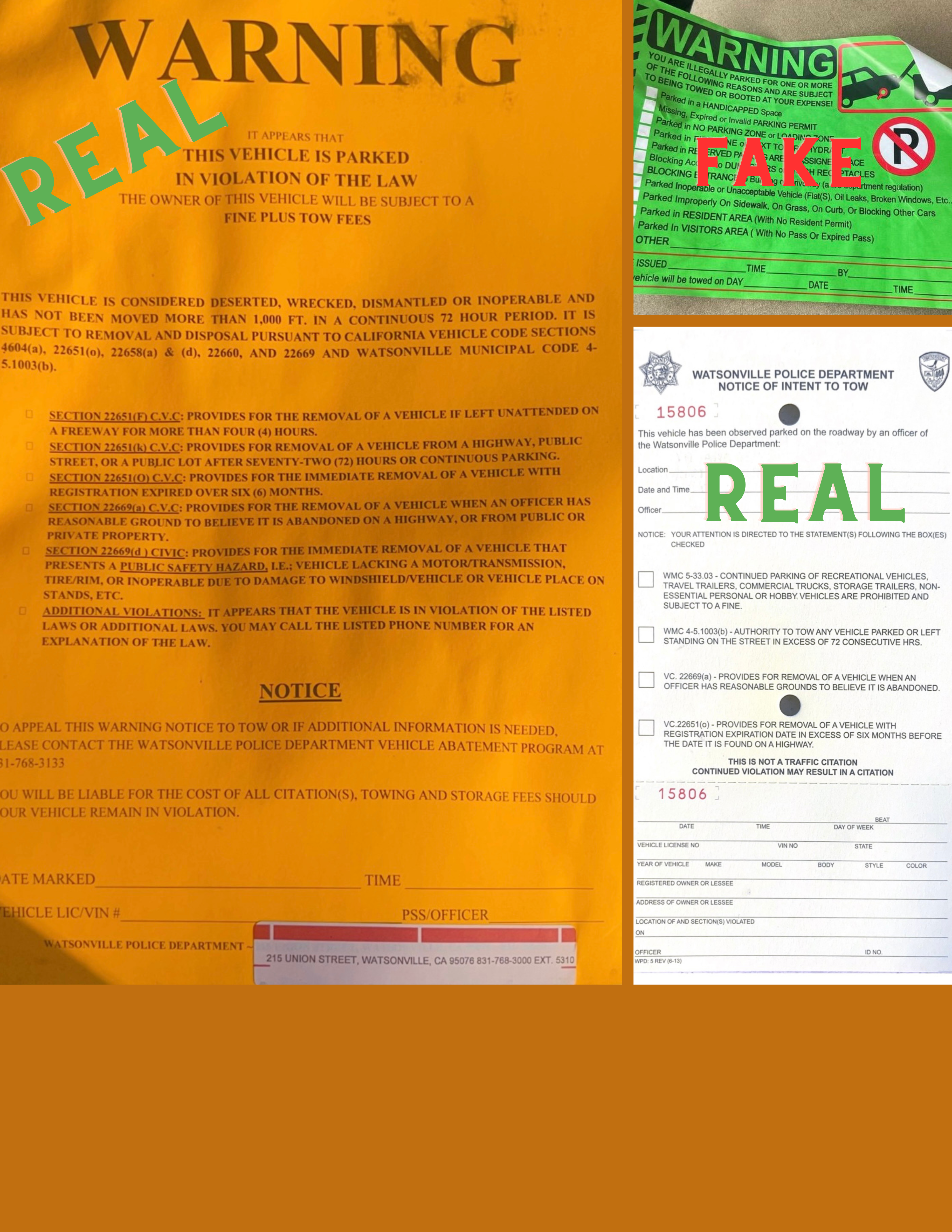 Fake parking warning notices found