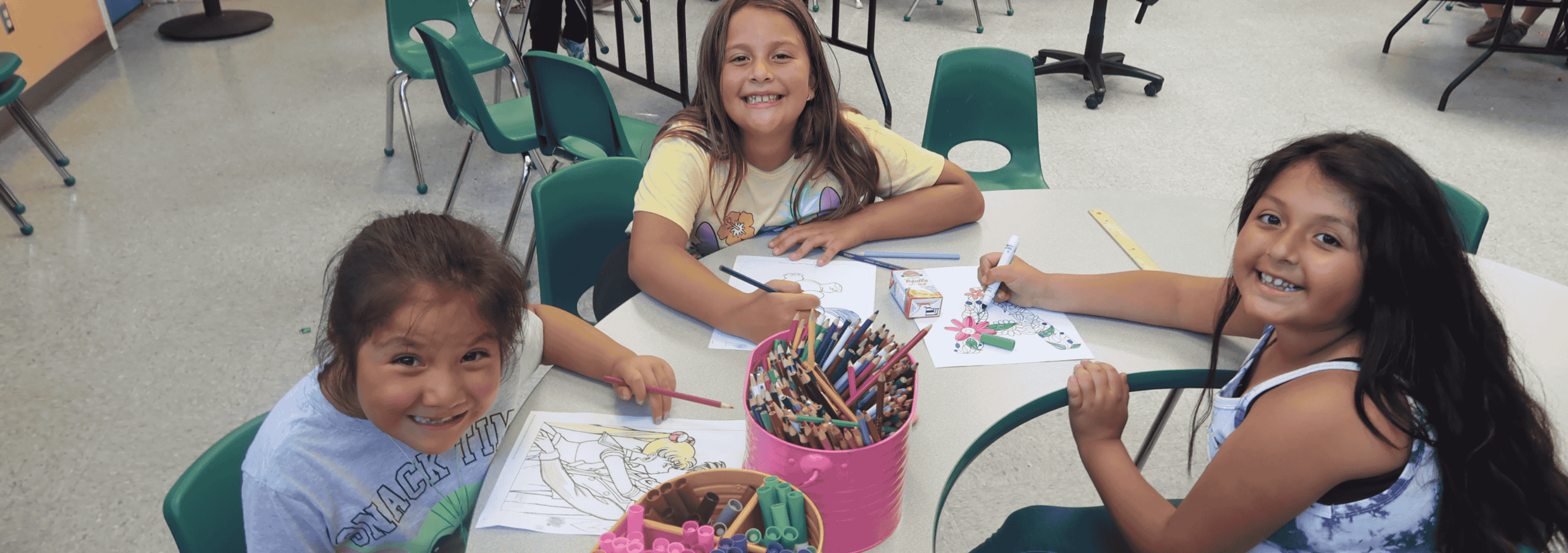 Camp WOW participants coloring