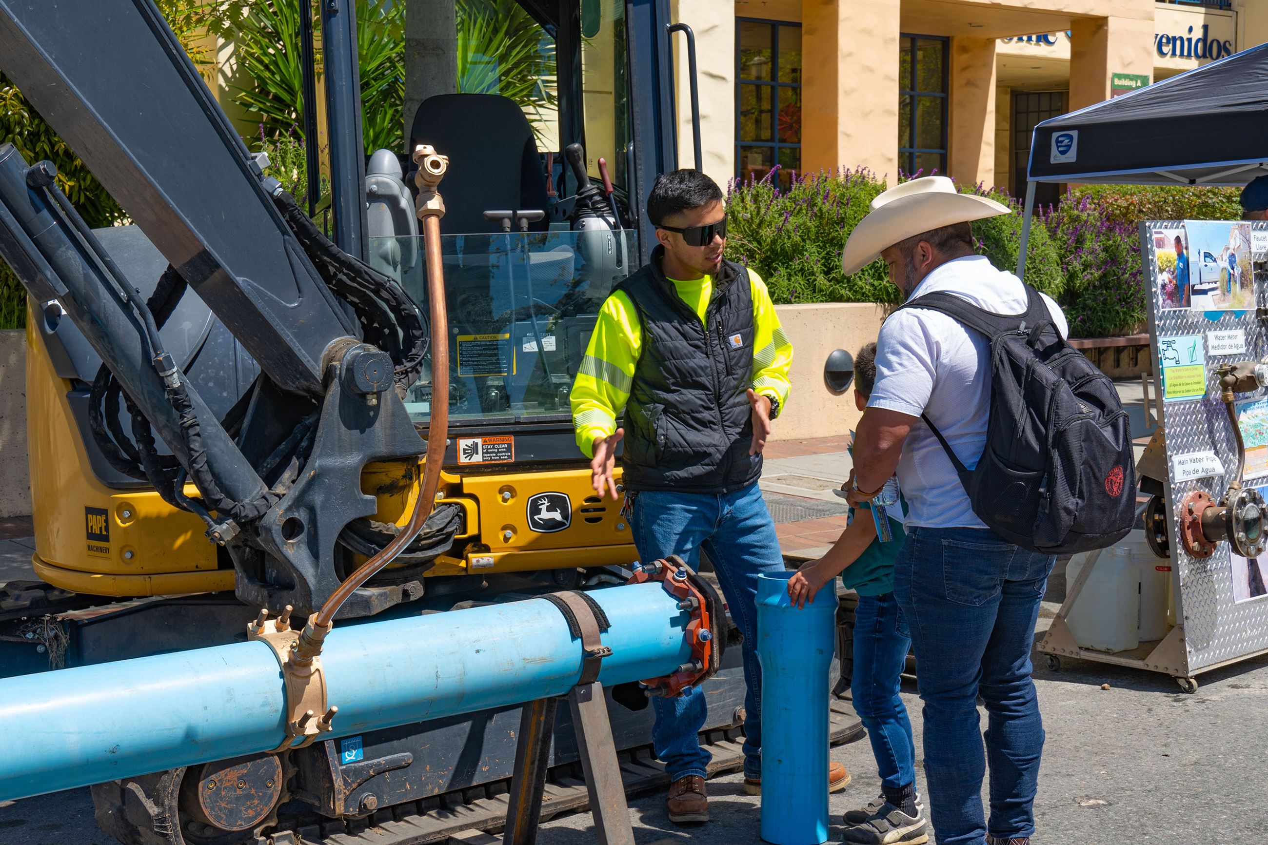 Public Works Water Workers show new water pipes at Earth Day
