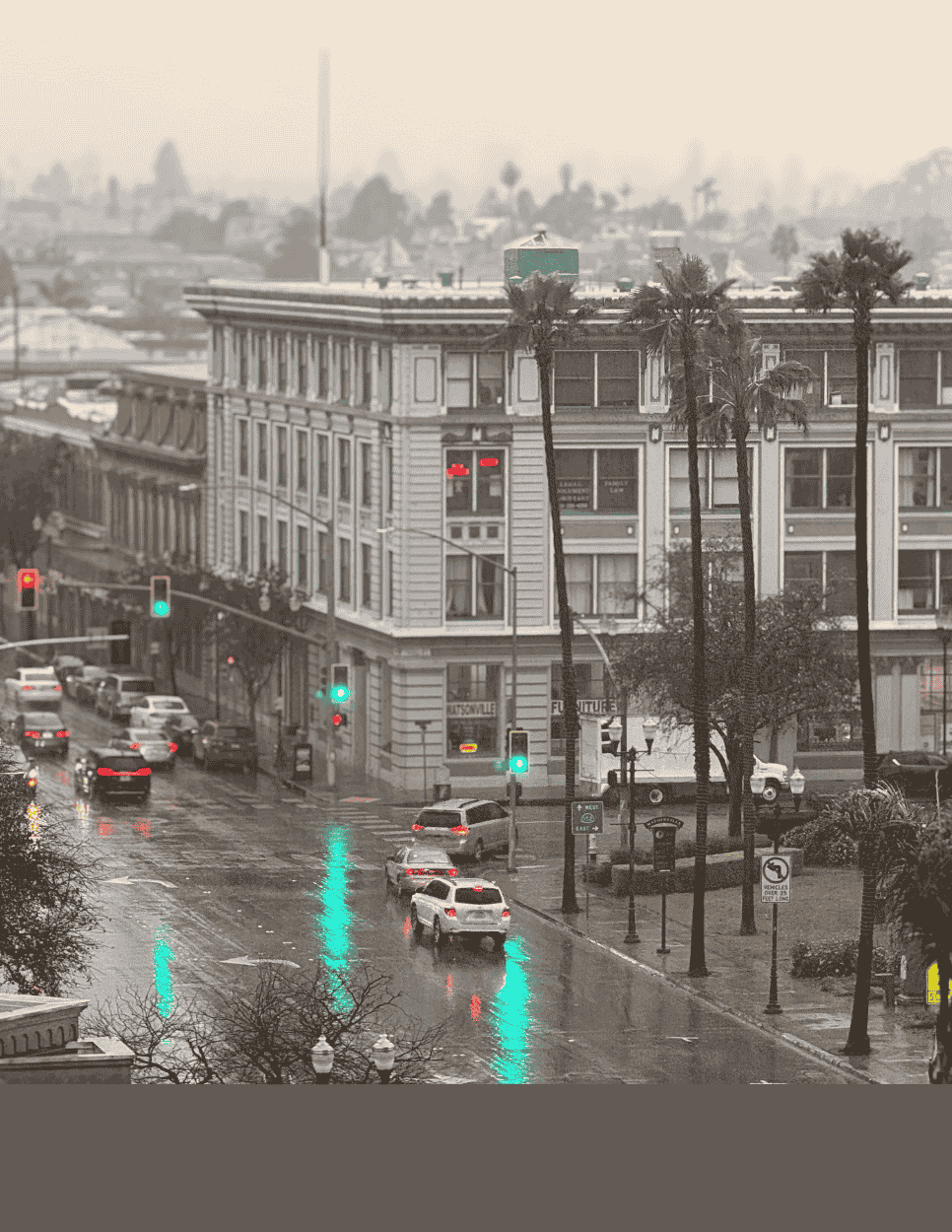 Main Street in Downtown Watsonville on a rainy day