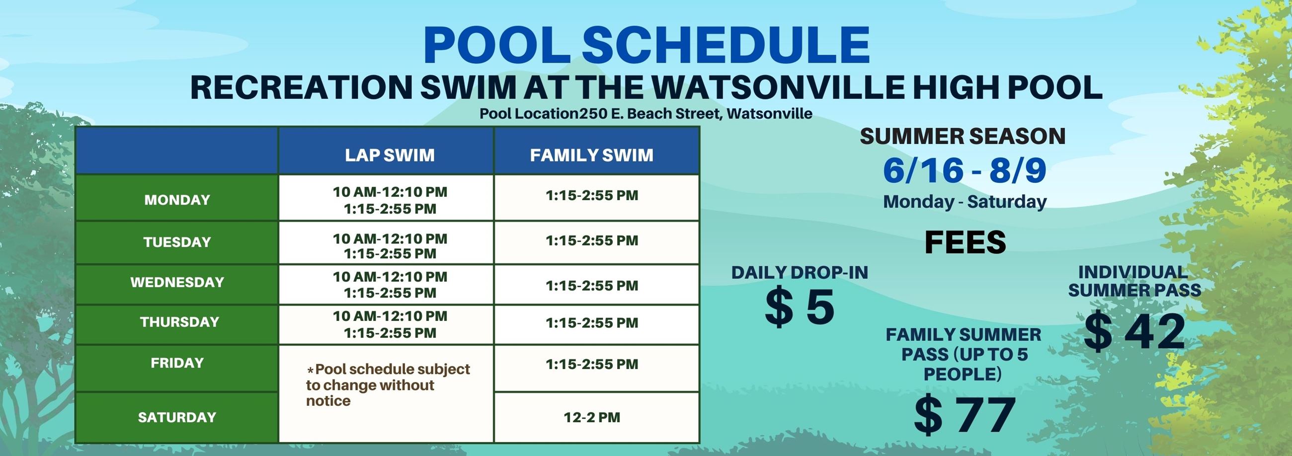 Pool Schedule
