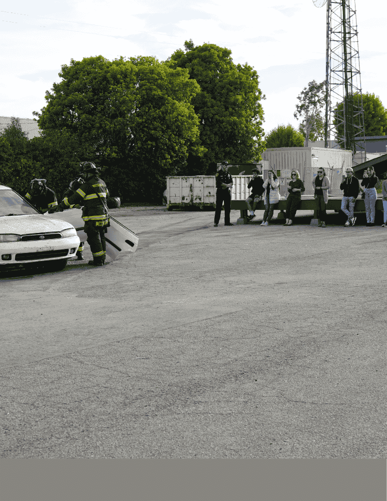 Academy participants at a fire department presentation 