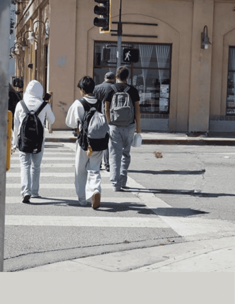 Pedestrians crossing the street