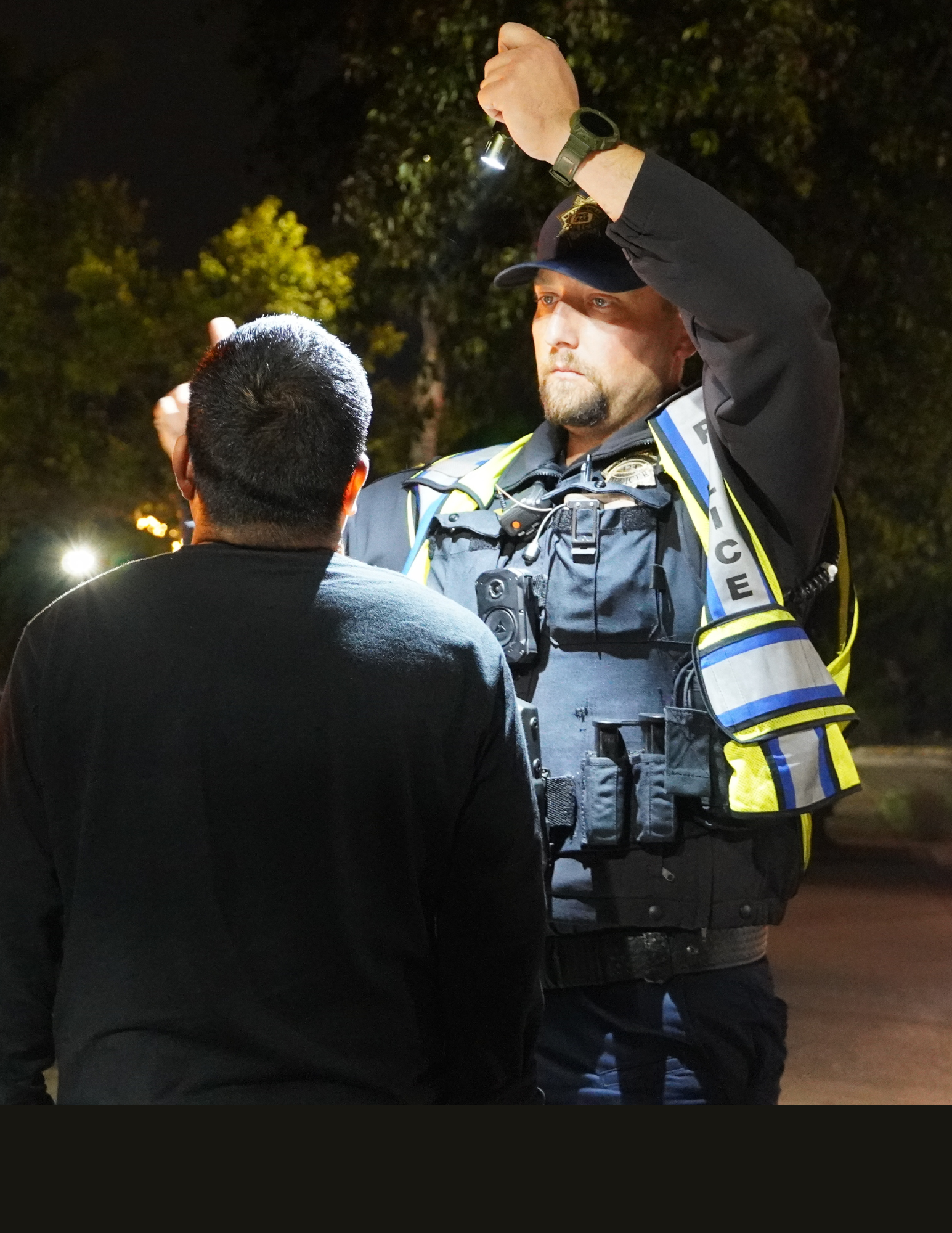 Officer conducting a DUI test 