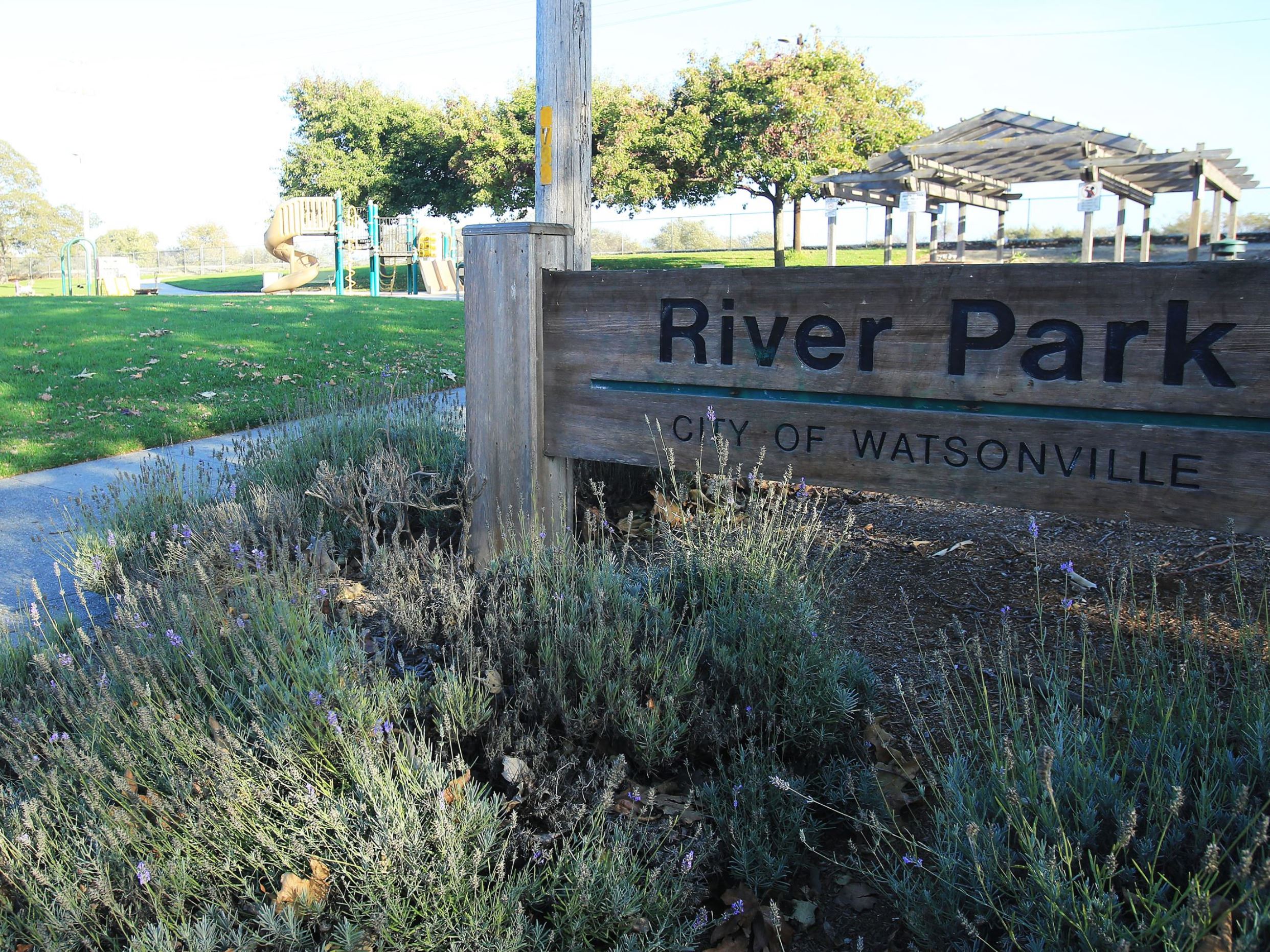 River Park wooden sign