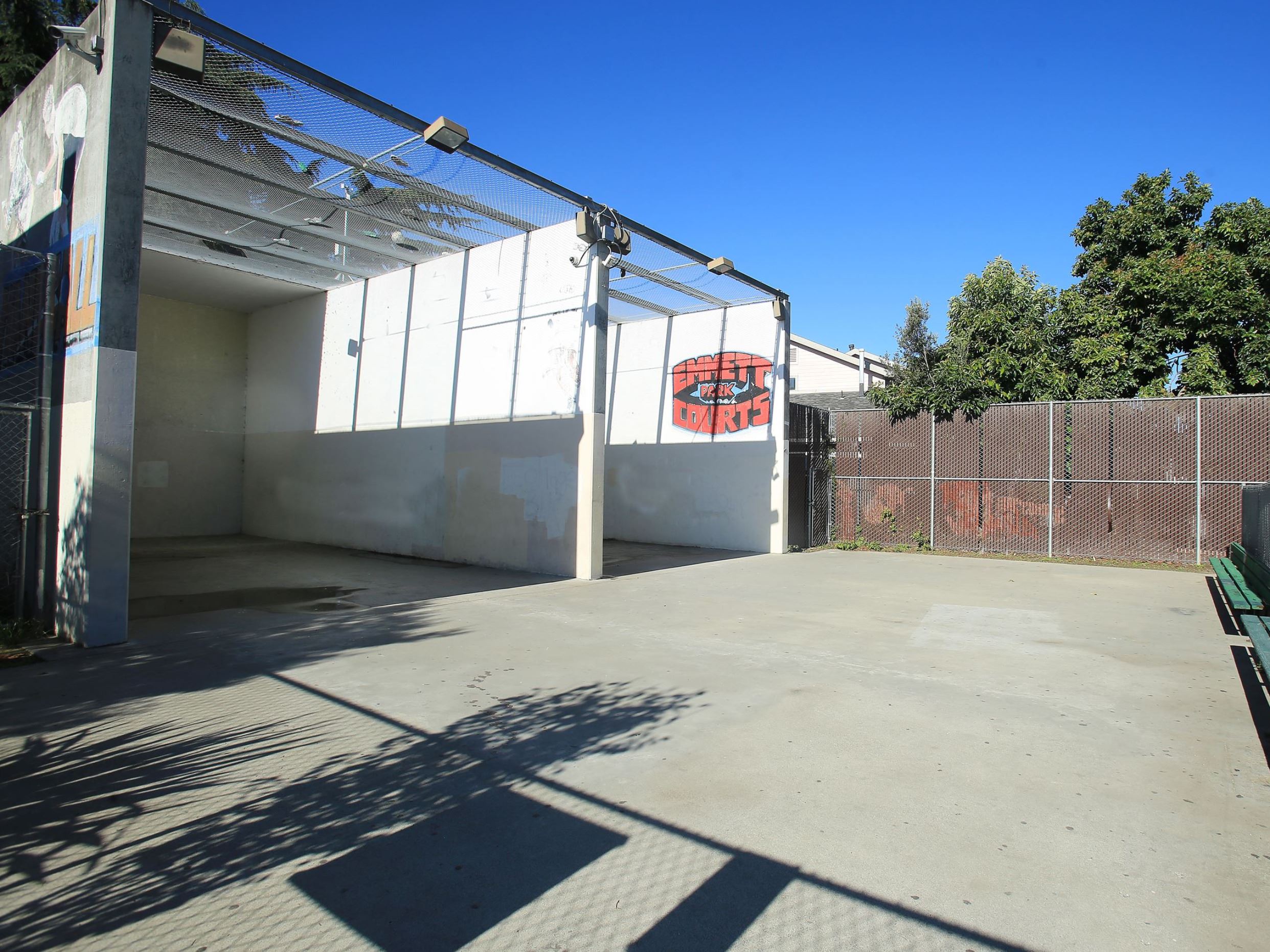 Emmett Court graffiti style sign and concrete area