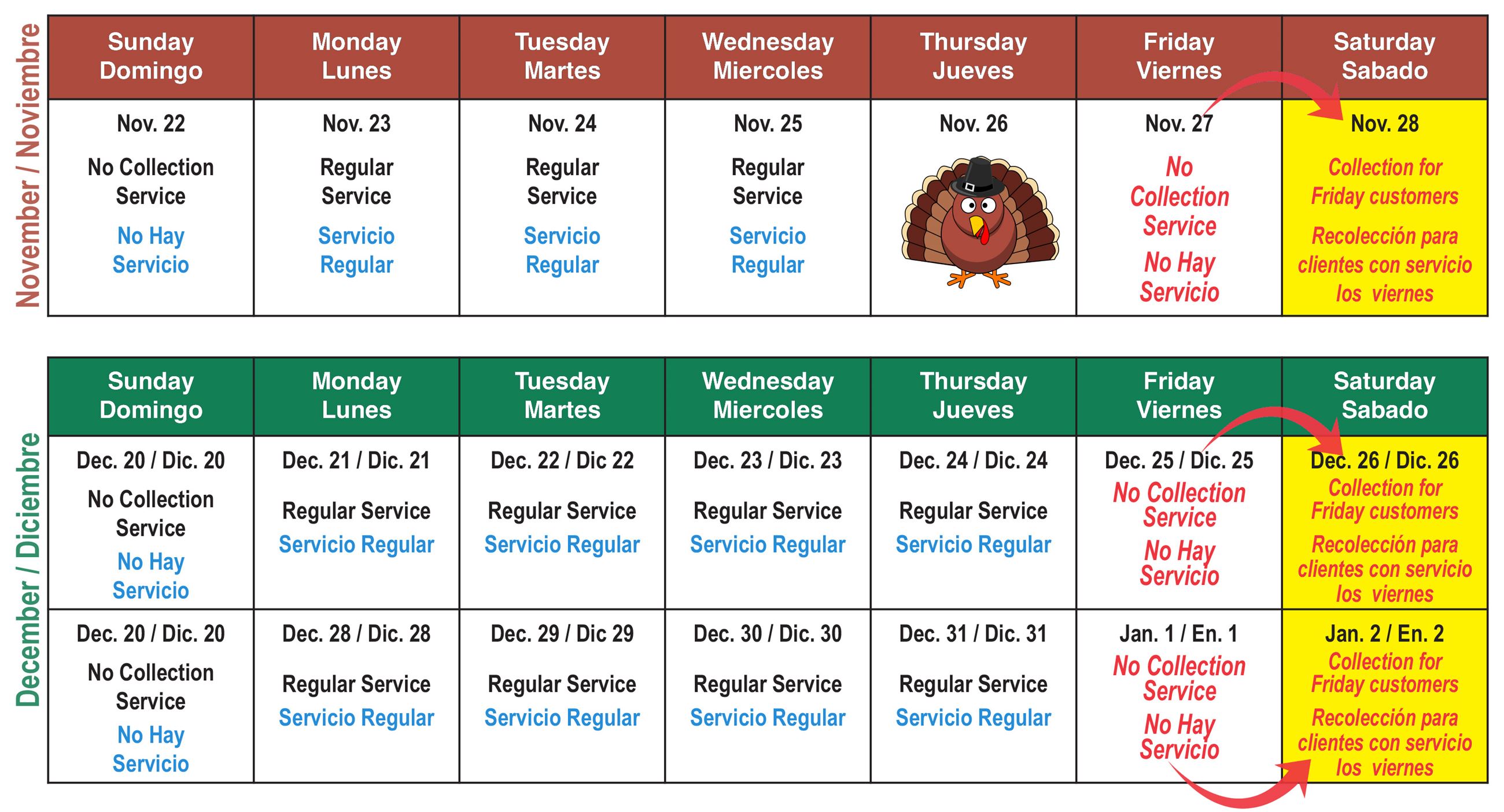 Solid waste holiday schedule