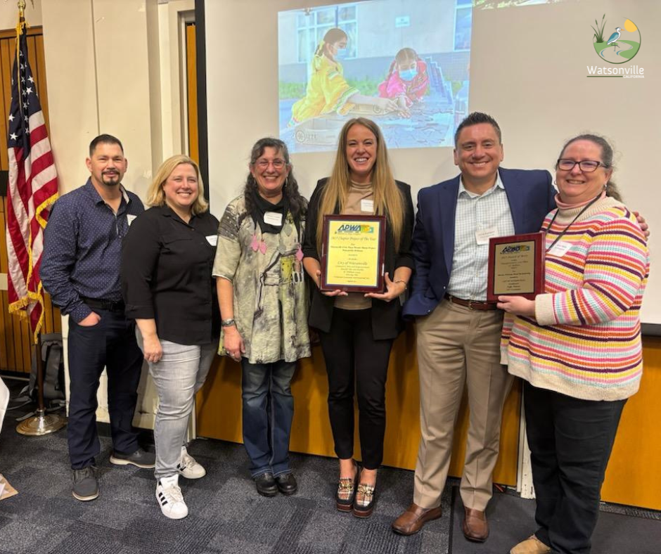 Members of the City and partners posing with an award they won 