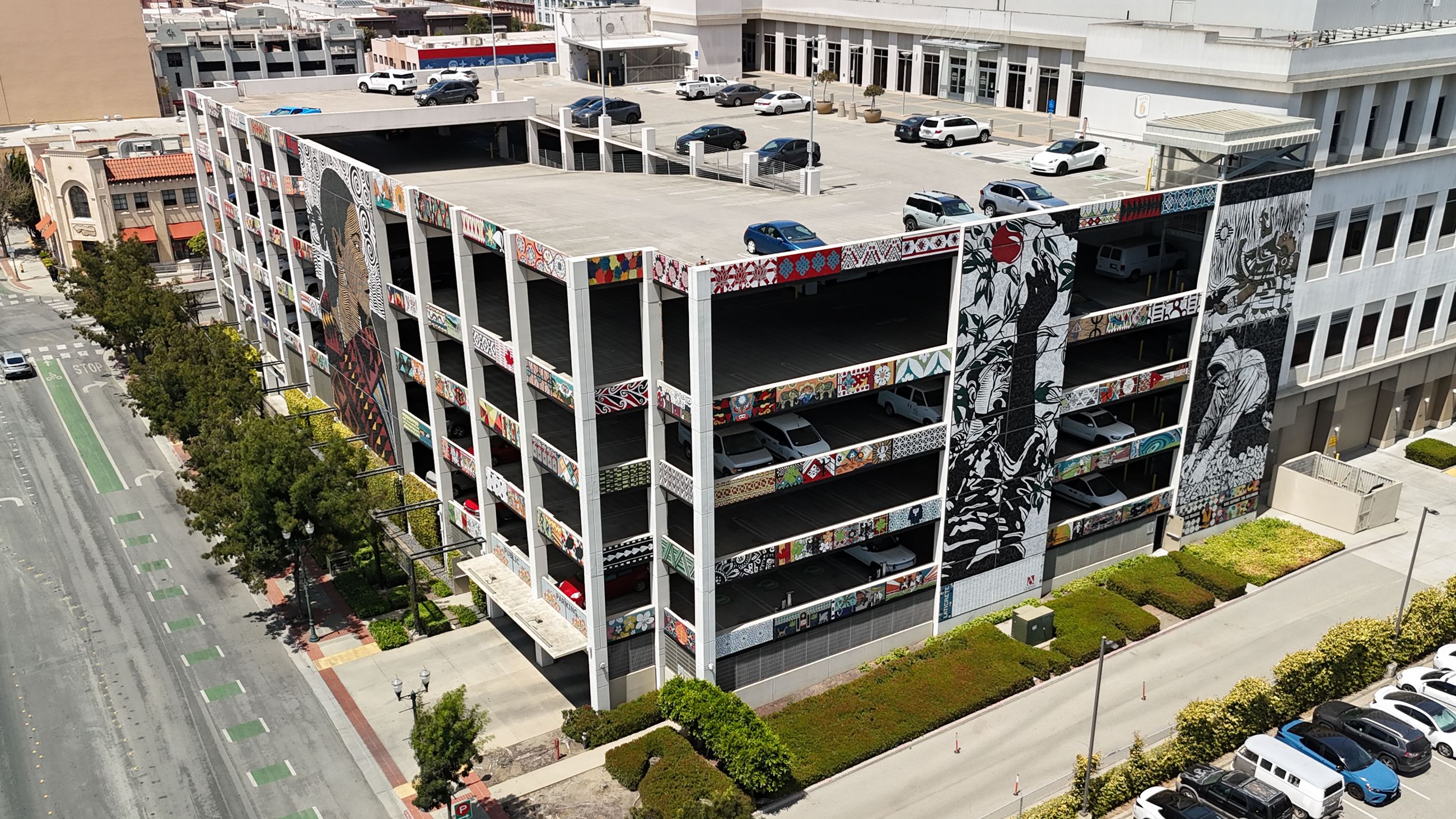 Civic Plaza displaying mosaic art 