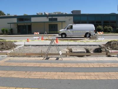Sidewalk Construction in Front of Building